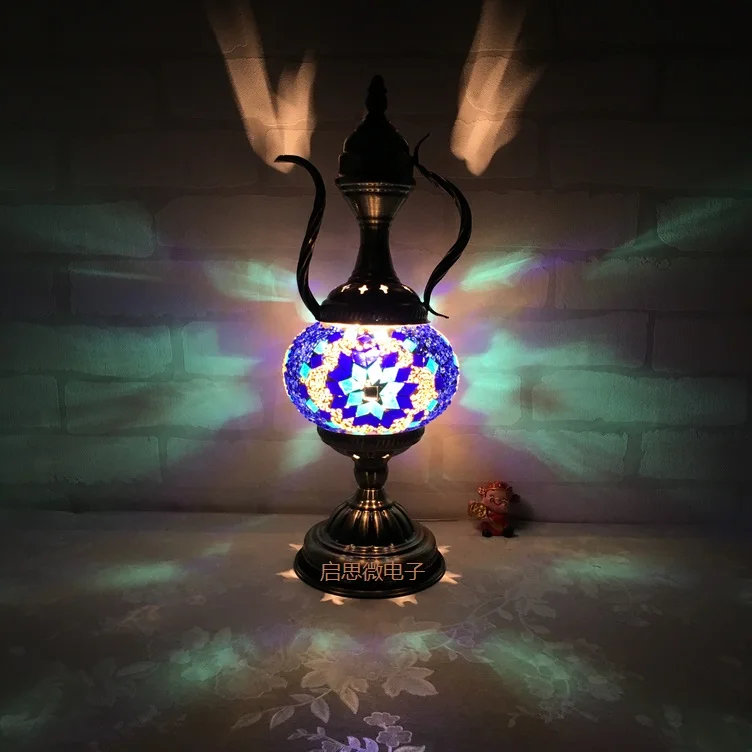 Turški mozaik namizne Svetilke letnik art deco Obrtniški lamparas de mesa mozaik Stekla romantično posteljo svetlobe lamparas con mosaicos