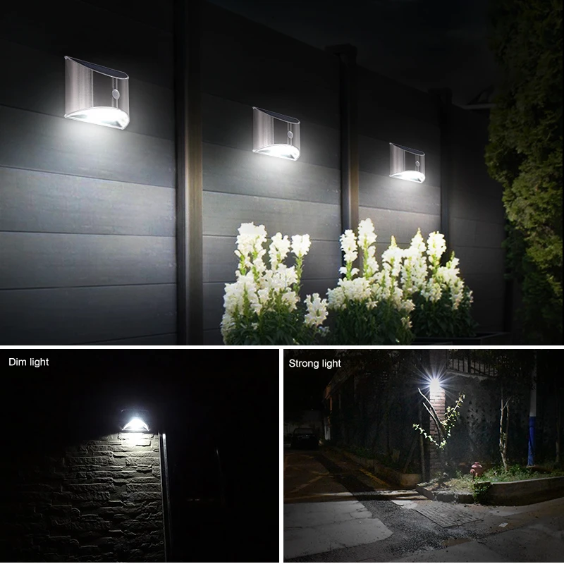 Nova Zasnova Sončne Svetlobe 4 LED Solar Powered Lučka PIR Senzor Gibanja Nepremočljiva Varnostno Razsvetljavo Na Prostem Vrt Zid, Ograja