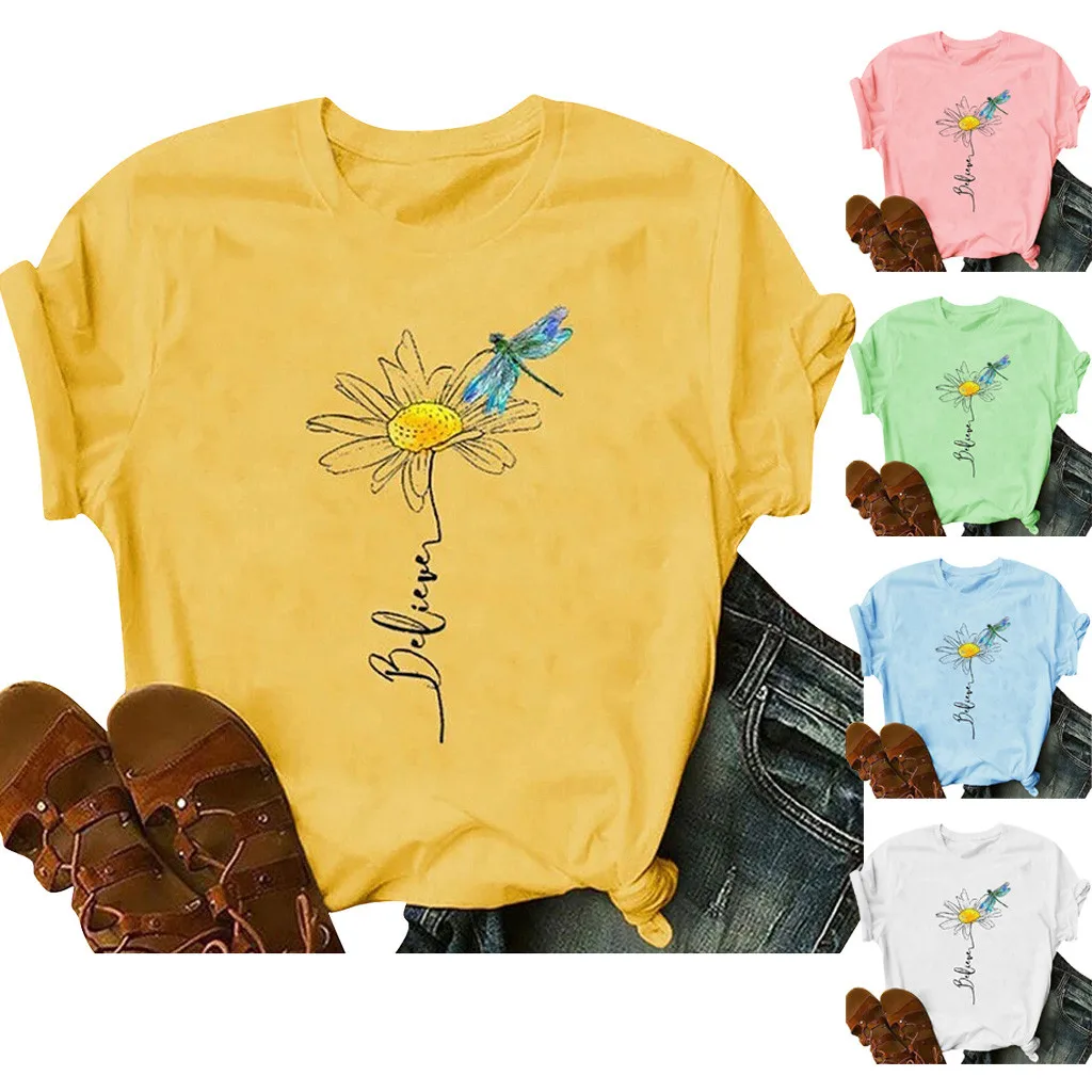 Ženske dragonfly T-shirt Estetike Grafični Kratek Rokav Črke Tisk Svoboden Tee Tunika Majice s kratkimi rokavi Ženske Camisetas Verano Mujer