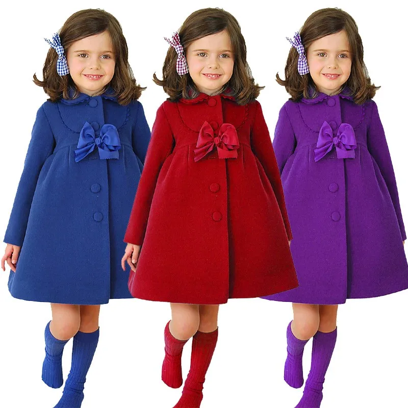 KEAIYOUHUO Pozimi Dekleta Coats Otroci Oblačila Velik Lok Jopiči Za Dekleta Modni Vrhnja oblačila z Dolgimi Rokavi Toplo Bombaž Otroci Oblačila