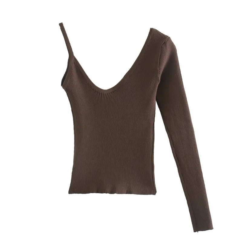 Pomlad in poletje ženski pulover priložnostne barva Proti-vrat dolgo sleeved kratek asimetričen pulover