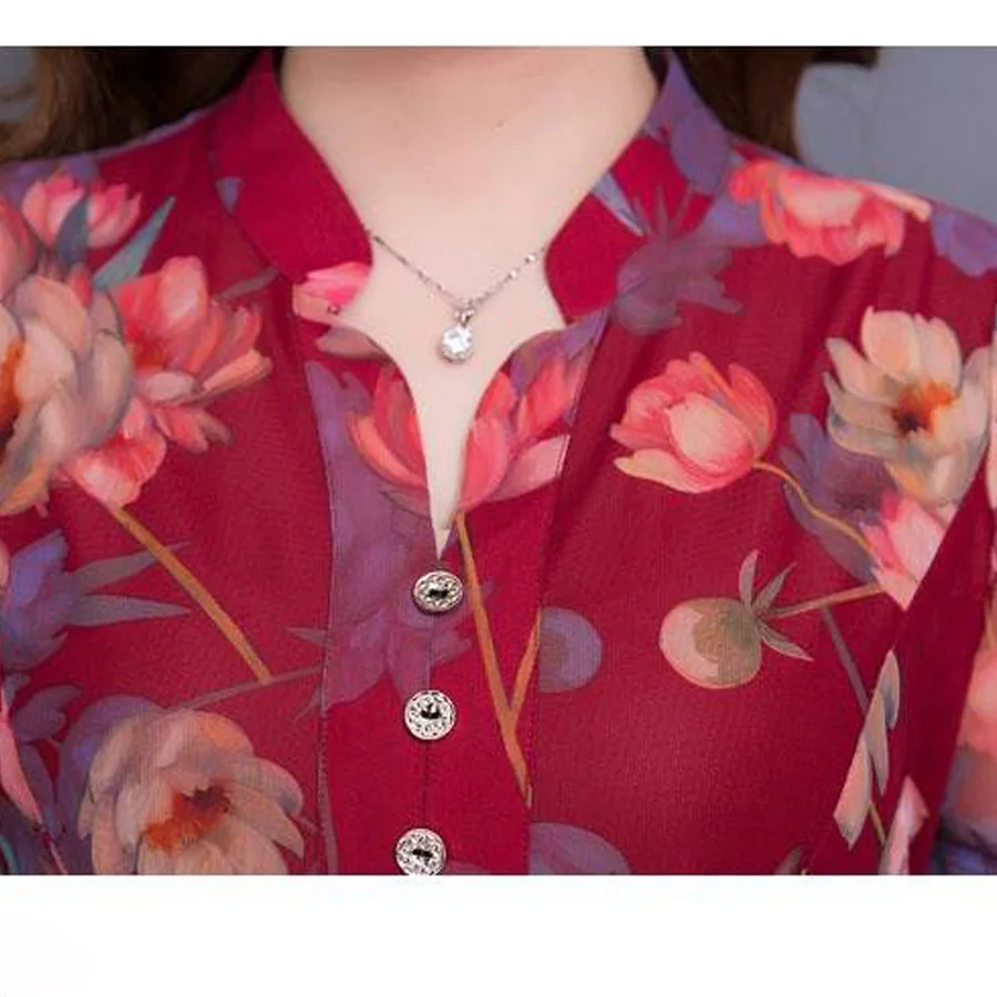 Novo leto 2020 Poletje Majica Womens Vrhovi in Bluze Cvetlični Bluzo Tiskanja Priložnostne Ženska Plus Velikost 5XL PROTI-vrat
