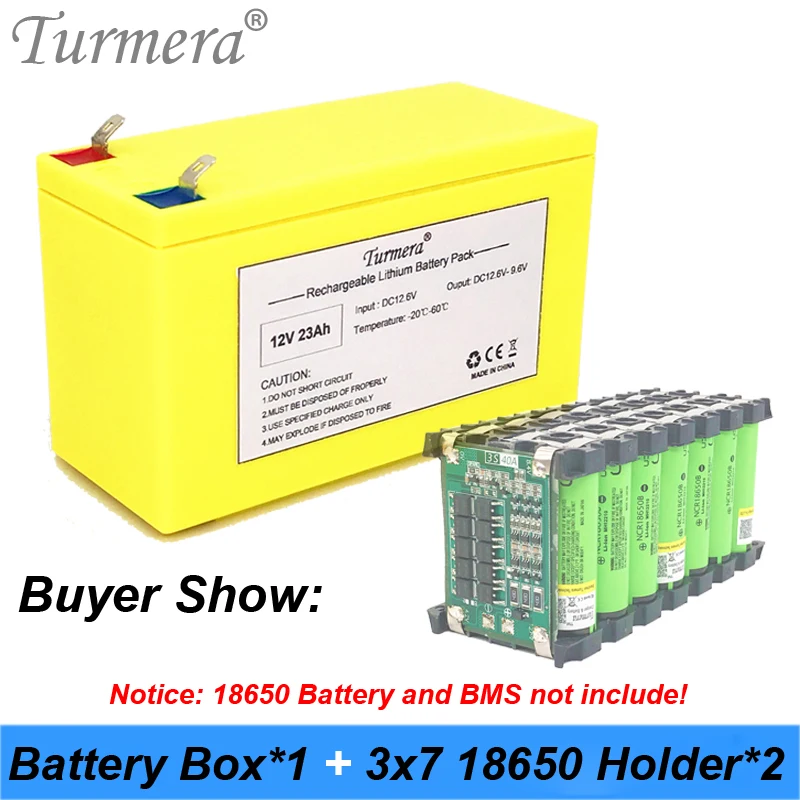 Turmera Litijeva Baterija za ponovno Polnjenje Škatla za Shranjevanje s 3x7 Nosilec za 12V 24V Neprekinjeno Napajanje in E-kolo Uporaba Baterije