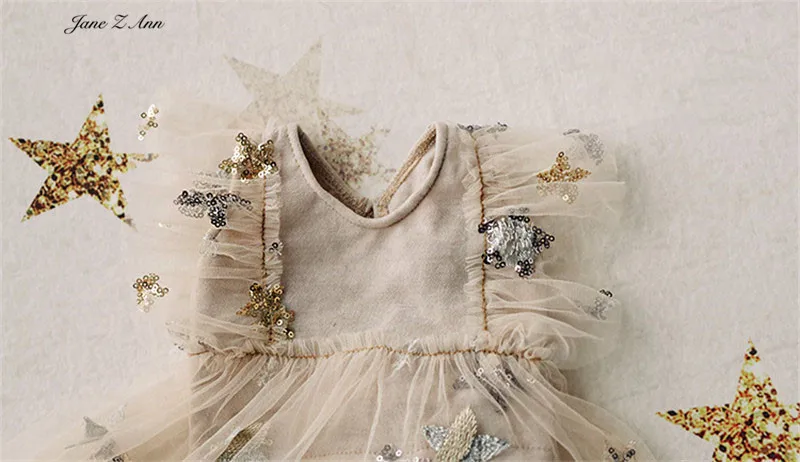 Jane Z Ann Sije zvezda princesa obleko neto preja noge kos vezenje Pravljice Duha baby fotografiranje novorojenčka fotografija rekviziti