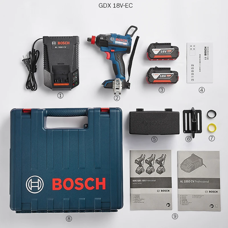 Bosch GDX 18V-ES ščetk za ponovno polnjenje litij baterija izvijač, vpliv voznik, klešče za pralni blaga z dvojno rabo (dve 4A baterije)