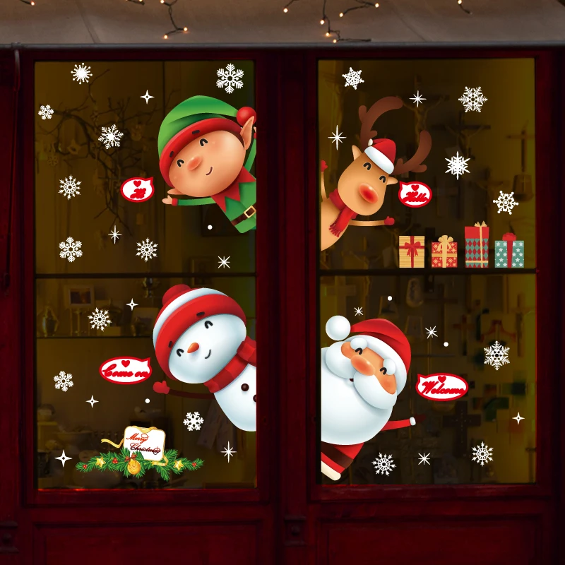 Risanka Božič Vrata Nalepke Dobrodošli Doma Steklo Za Dekoracijo Vinilne Nalepke