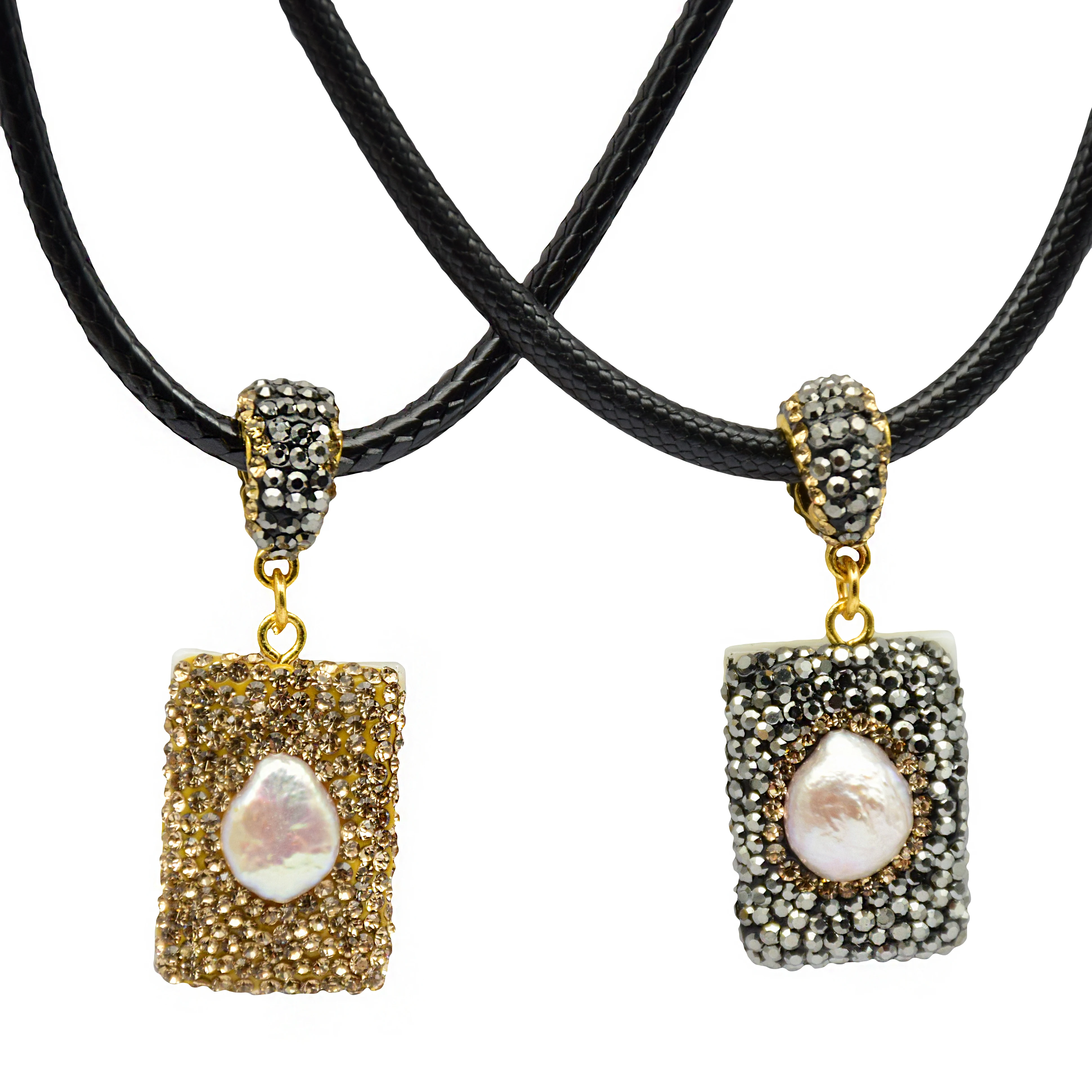 Kvadratni obeski lupini ogrlica za ženske diy usnje vrv moških biserna ogrlica, modni nakit, izdelava