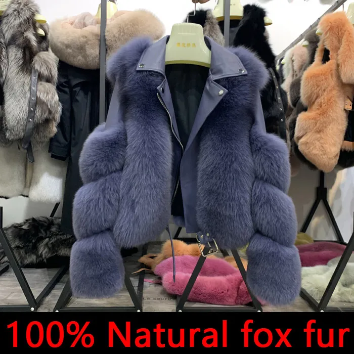 Moda Luksuzni Fox Kotlovec suknjič S Prave Ovčje Usnje Wholeskin Naravnih Lisica Krzno Suknjič Outwear Ženske, Nove do leta 2020 Zimski plašč