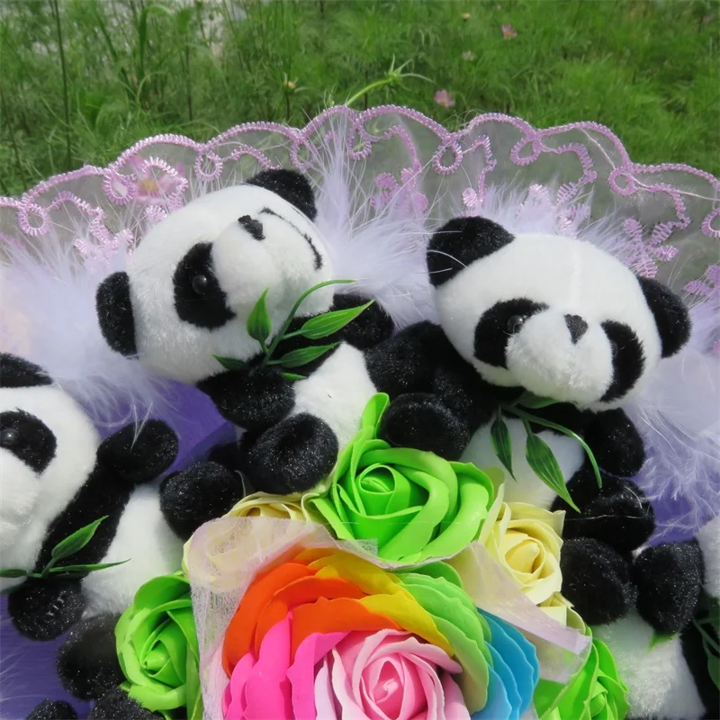 Ustvarjalne Risanka Panda Šopek Polnjene Živali Poročni Šopek Poročni Dekoracijo Doma Rojstni dan, Valentinovo Diplomi Darilo