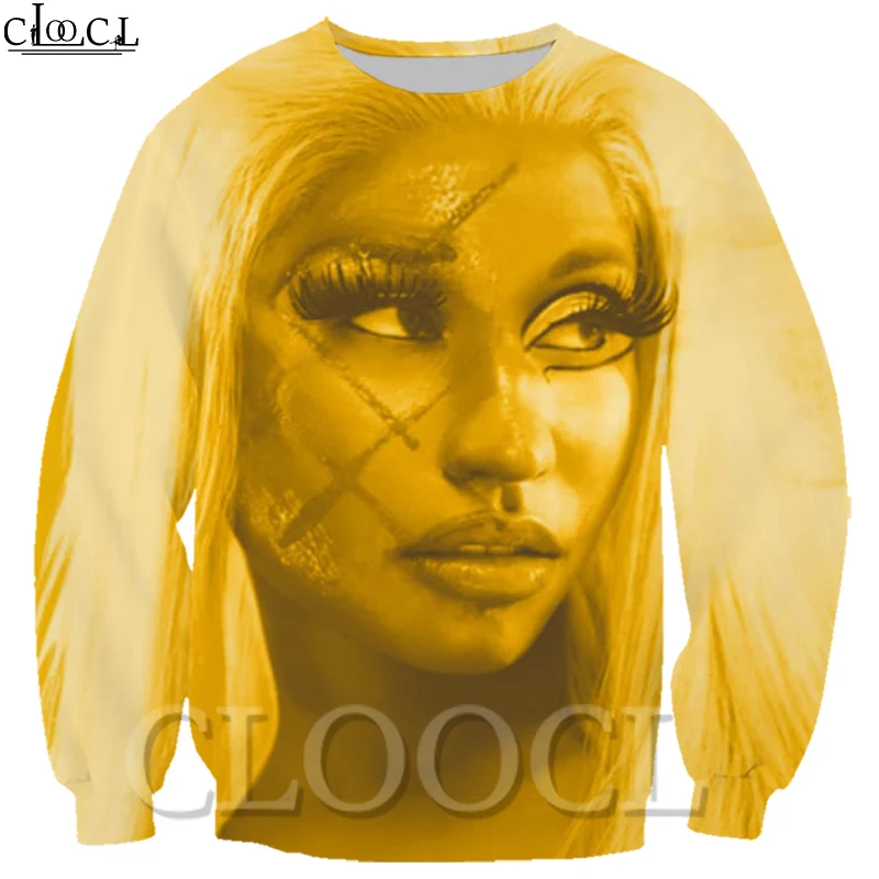CLOOCL Majica Hip Hop Najnovejši Nicki Minaj Rapper Pevka Moški/Ženske Jeseni Ulične Vrhnja oblačila 3D Tiskanja Crewneck Priložnostne