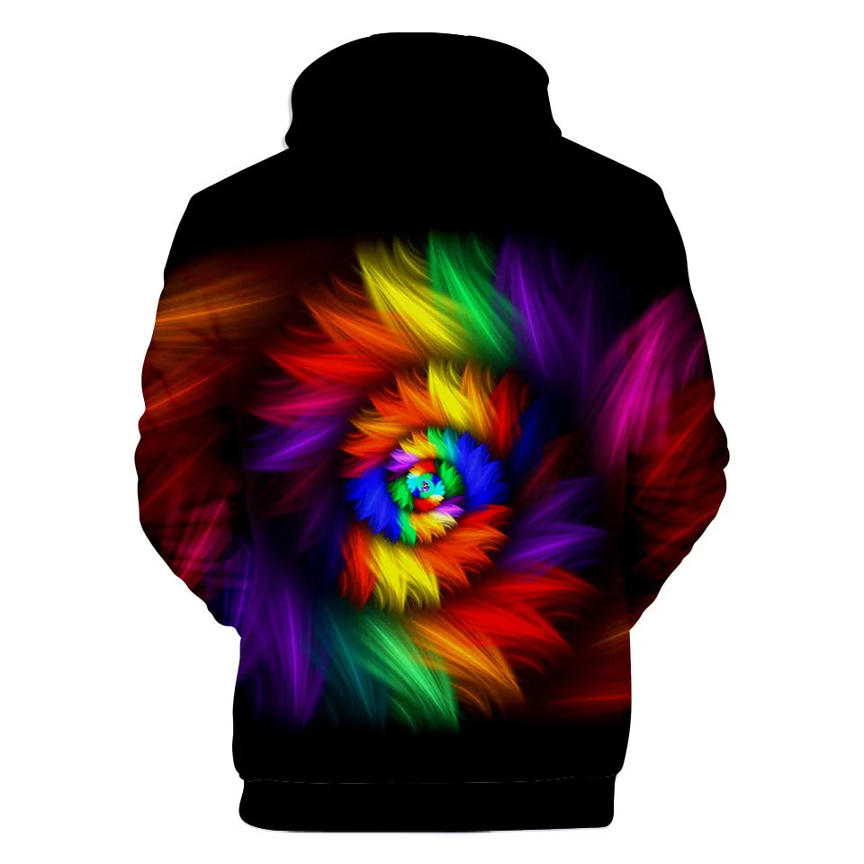 Za moške in ženske barvne tie-barvane hoodie priložnostne čarobni vrtinec vzorec 3D majica hoodie v jeseni in pozimi