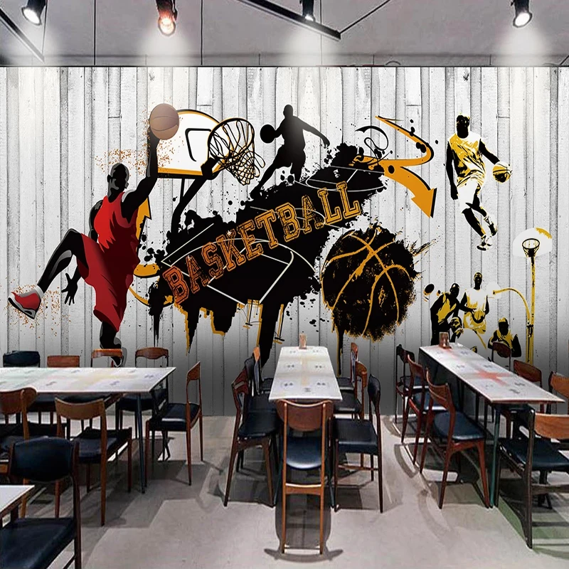3D Ozadje Osebnost Trend Košarka Grafiti Šport Lesene Zrn Ozadje Restavraciji Cafe Bar KTV Ozadju Stenske Freske