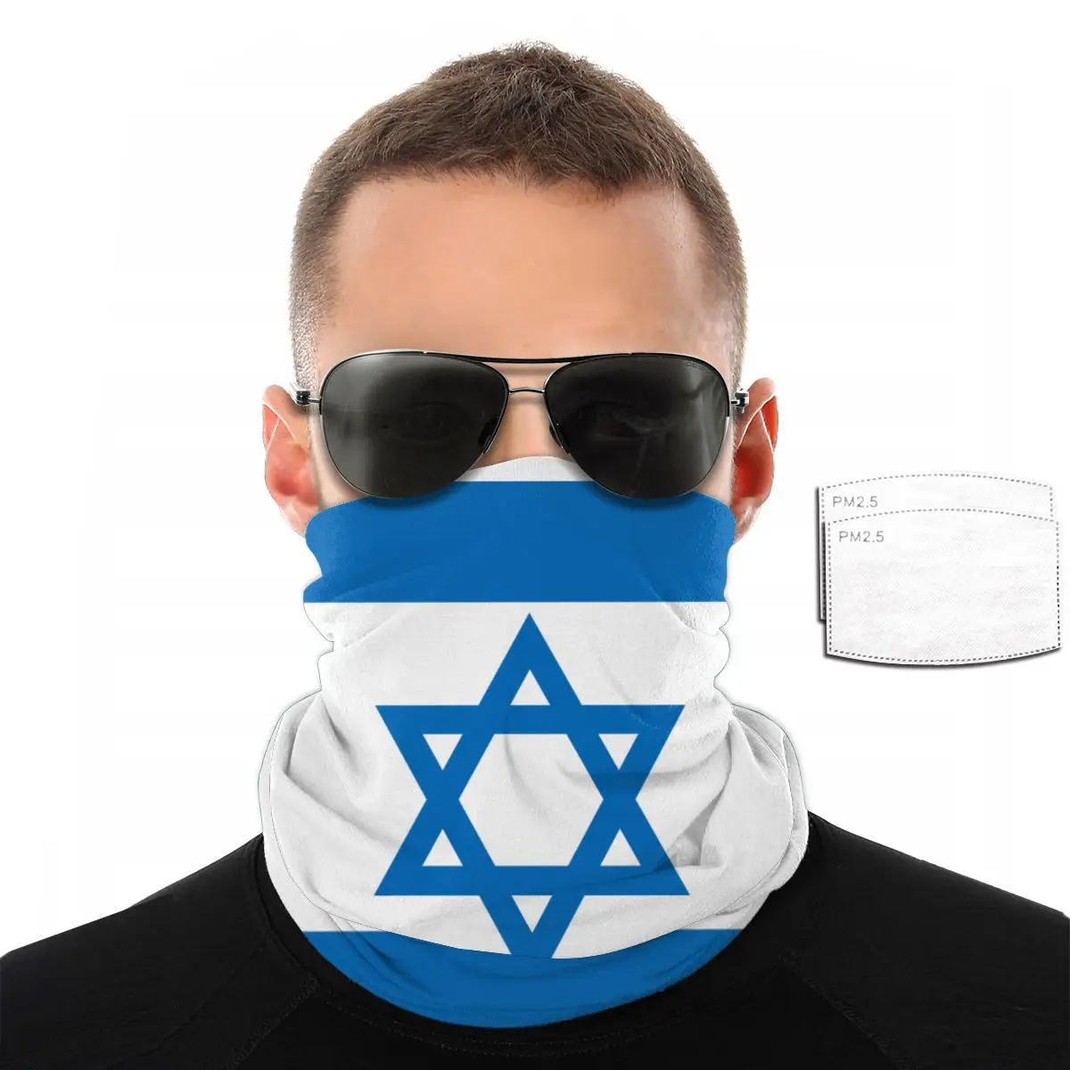 Izrael Zastavo Obraz Šal Z 2 Kos Filter Večnamenski Headscarf glavo jahanje masko
