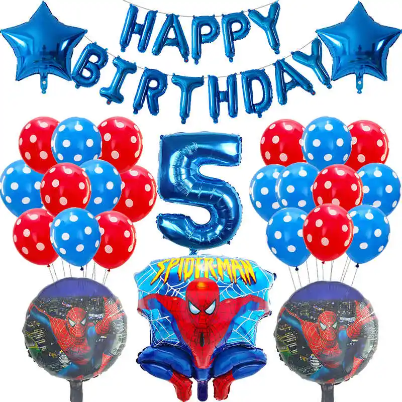 39pcs Spiderman Folija Balone Helija, rdeča, modra Številka balon junak Rojstni Dekoracijo Otroci Igrače Zraka Globos fant dobave