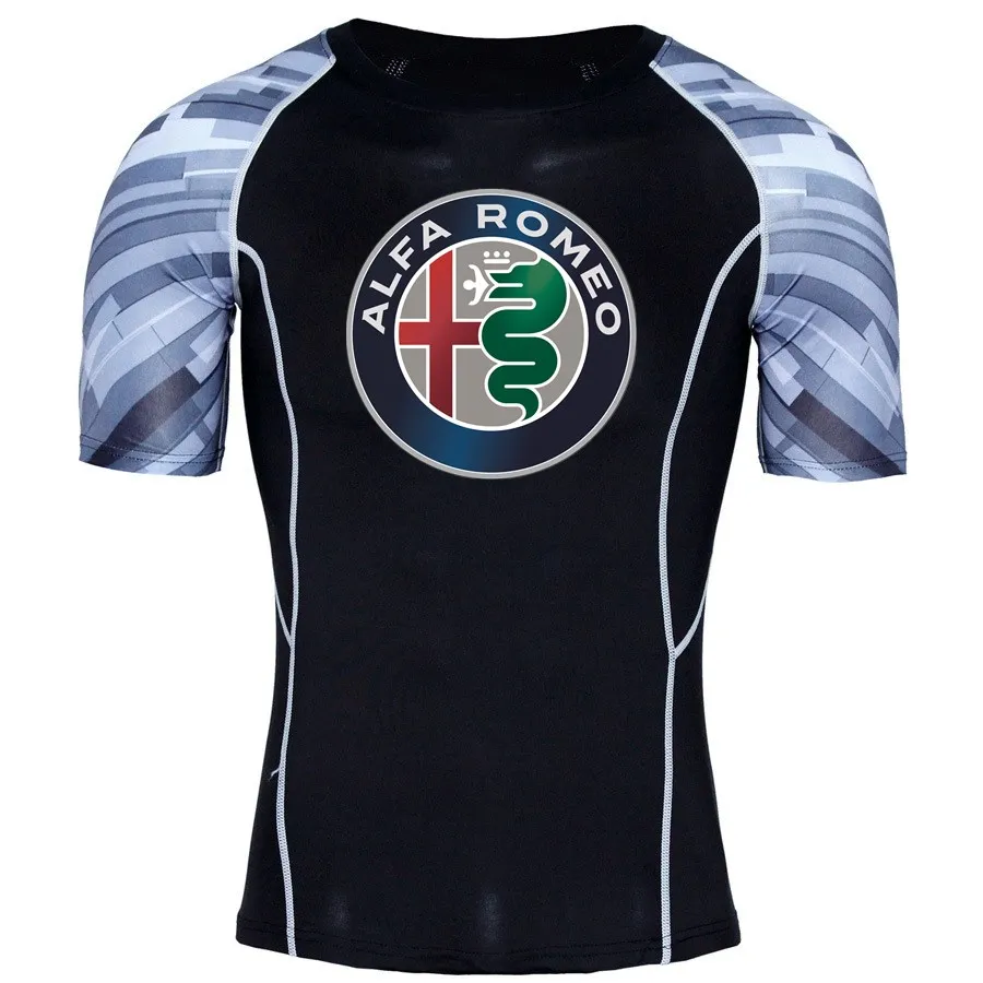 Alfa romeo 3D Natisnjeni T-majice Moške Compression Majica Mens MMA Tshirt Kratek Rokav Hitro suha Vaja Bodybuilding, Fitnes Vrhovi