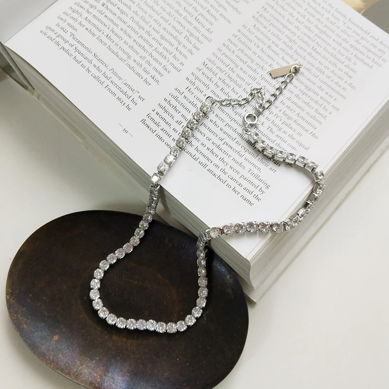 LouLeur 925 sterling srebro kvadratnih cirkon choker ogrlica modno oblikovanje divje razkošna ogrlica za ženske cirkon nakit darilo