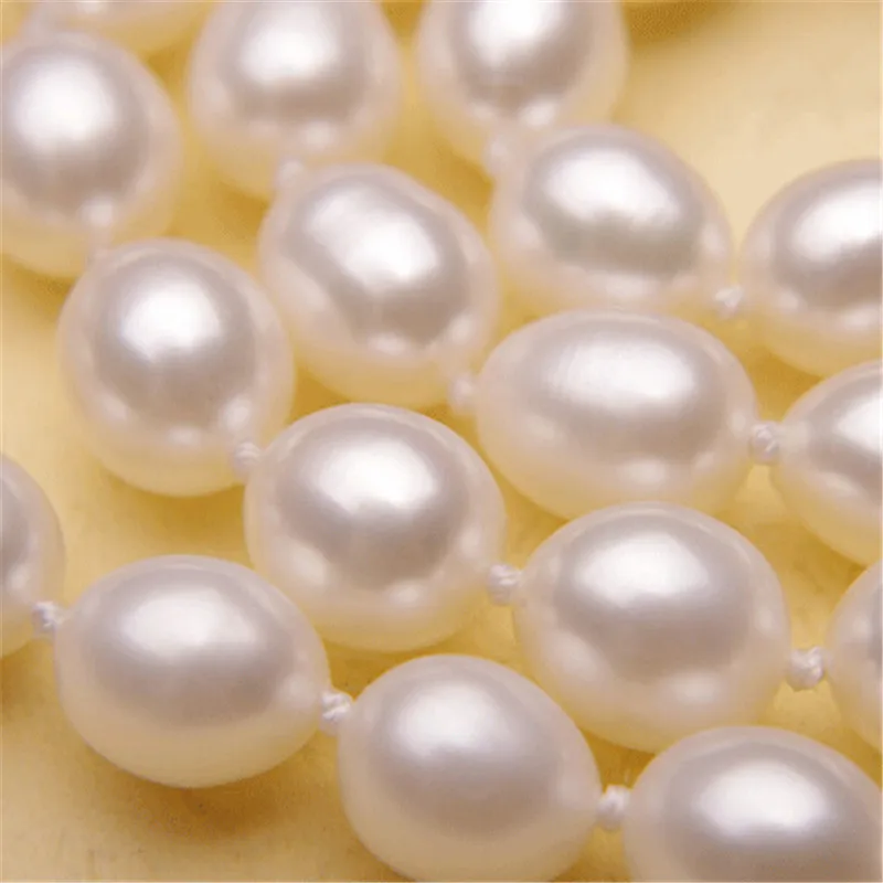YIKALAISI 925 sterling srebro Naravnih Freashwater Dolgo Pearl Rese Ogrlica Modni Nakit Za Ženske 7-8 mm pearl beli barvi