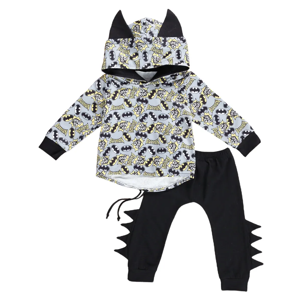 Malčka Dojenčka Otroci Baby Boy Bat Oblačila, ki 2020 Jeseni Halloween Long Sleeve Hooded T-shirt Hlače, Obleke, Oblačila 2PCs