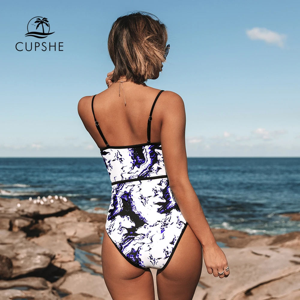 CUPSHE Tie-dye enodelne Kopalke Ženske Seksi Srce Vratu Bočno Push Up Monokini 2021 Novo Dekle na Plaži Slim kopalke, Kopalke