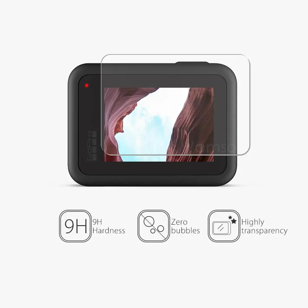 Vamson za Gopro Hero 8 Črno Kaljeno Steklo za Varovanje Film Objektiv +Zaslon Kamere, LCD Zaslon Zaščitna folija VP720
