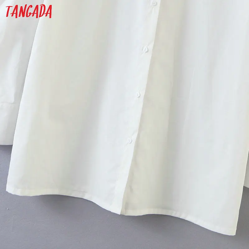 Tangada ženske bele srajce puff long sleeve solid znižuj ovratnik ženske high street bluze SL270