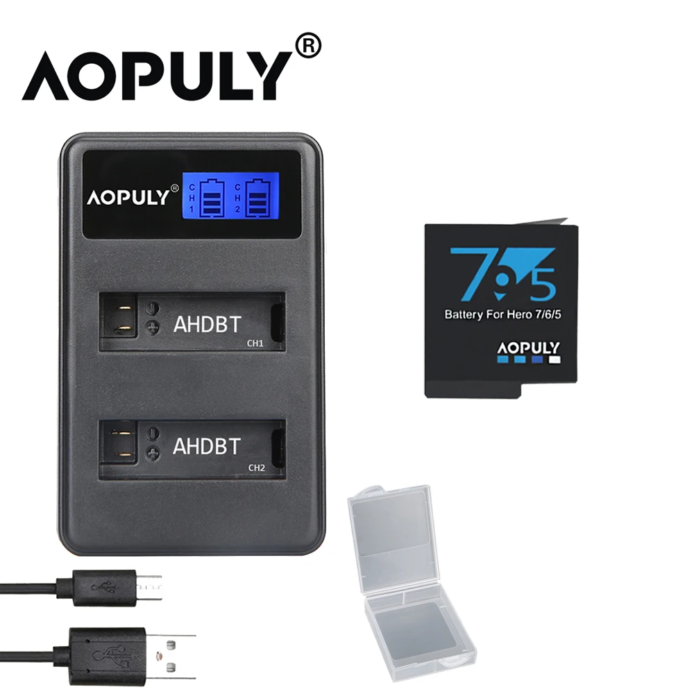 Aopuly AHDBT 501 Baterija za GoPro Hero5 Hero6 Hero7 Black Bateria za Go Pro Junak 5 6 7 8 Hero8 Črna Kamera dodatna Oprema