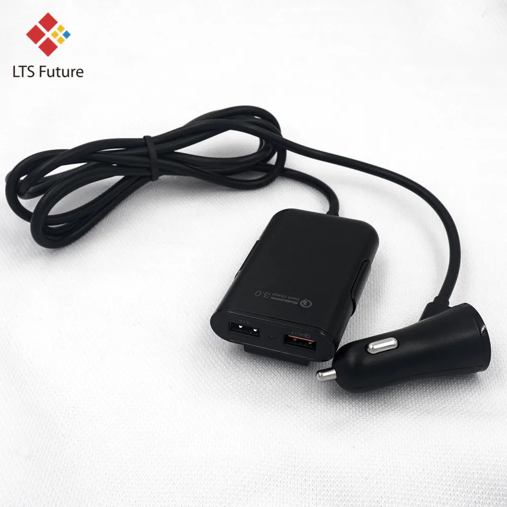 Dolg Kabel Backseat Telefona Polnilnik Multi USB Podaljšek Adapter za Zadnji Sedež Nazaj Auto Vozila Več Vrat, QC 3.0 Hitri Polnilnik