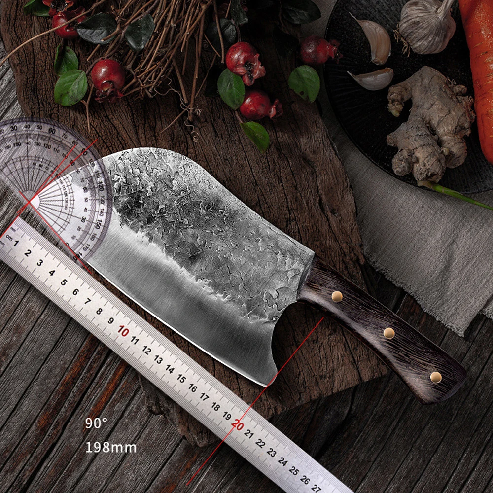 Kitajski Cleaver Nož Ročno Kovani Visoko ogljikovega Jekla Polno Tang Kuhar Mesar Cleaver Filetiranja Rezanje Široko Mesar nož