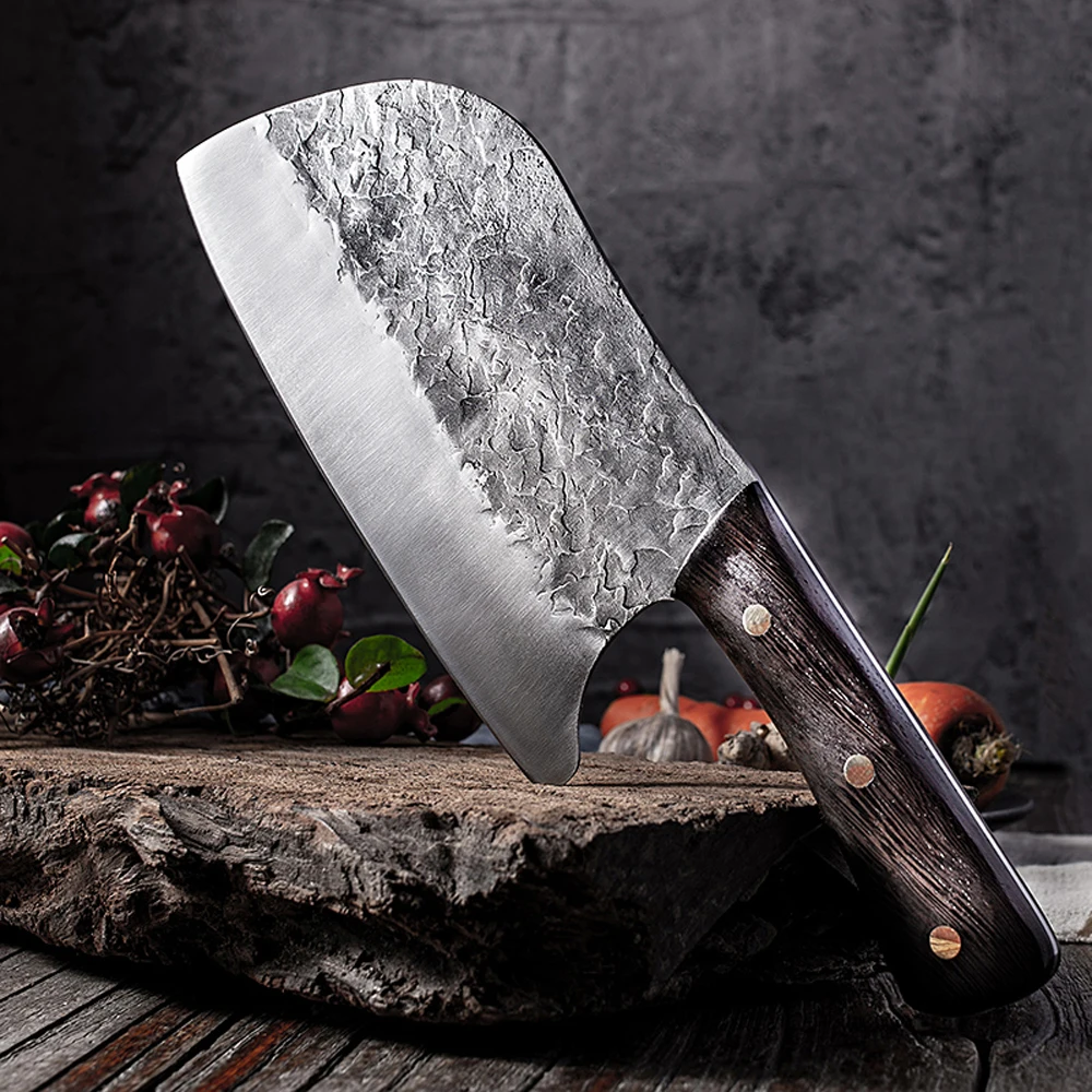 Kitajski Cleaver Nož Ročno Kovani Visoko ogljikovega Jekla Polno Tang Kuhar Mesar Cleaver Filetiranja Rezanje Široko Mesar nož