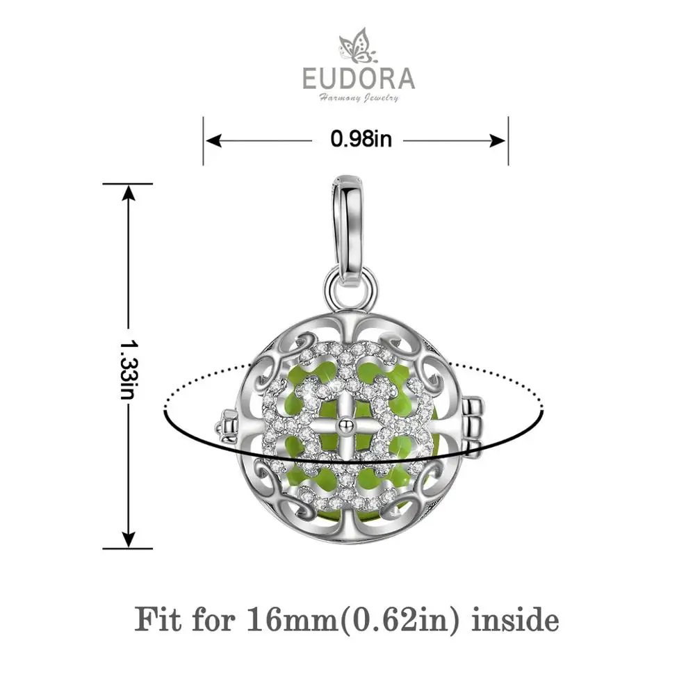 Eudora 16 mm Kristalno bola nosečnosti ogrlica z zvočno Harmonijo bola Polje Kletko Žogo Polje locket Obesek za ženske DIY Nakit K393