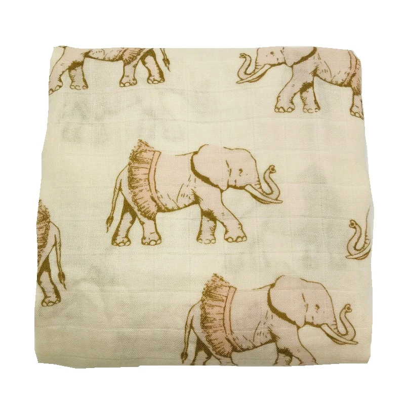 Aktivno tiskanje slon zelo mehko 70% bambusa vlaken, 30% bombažno tkanino prešito odejo odeje swaddle za novorojenčka posteljnina
