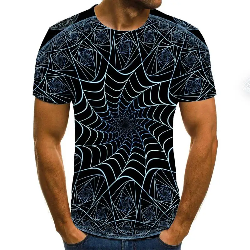 Poletje 2020 nov tri-dimenzionalni vortex moška T-shirt 3D tiskanje poletnih O-ovratnik vsakodnevno casual smešno T-shirt
