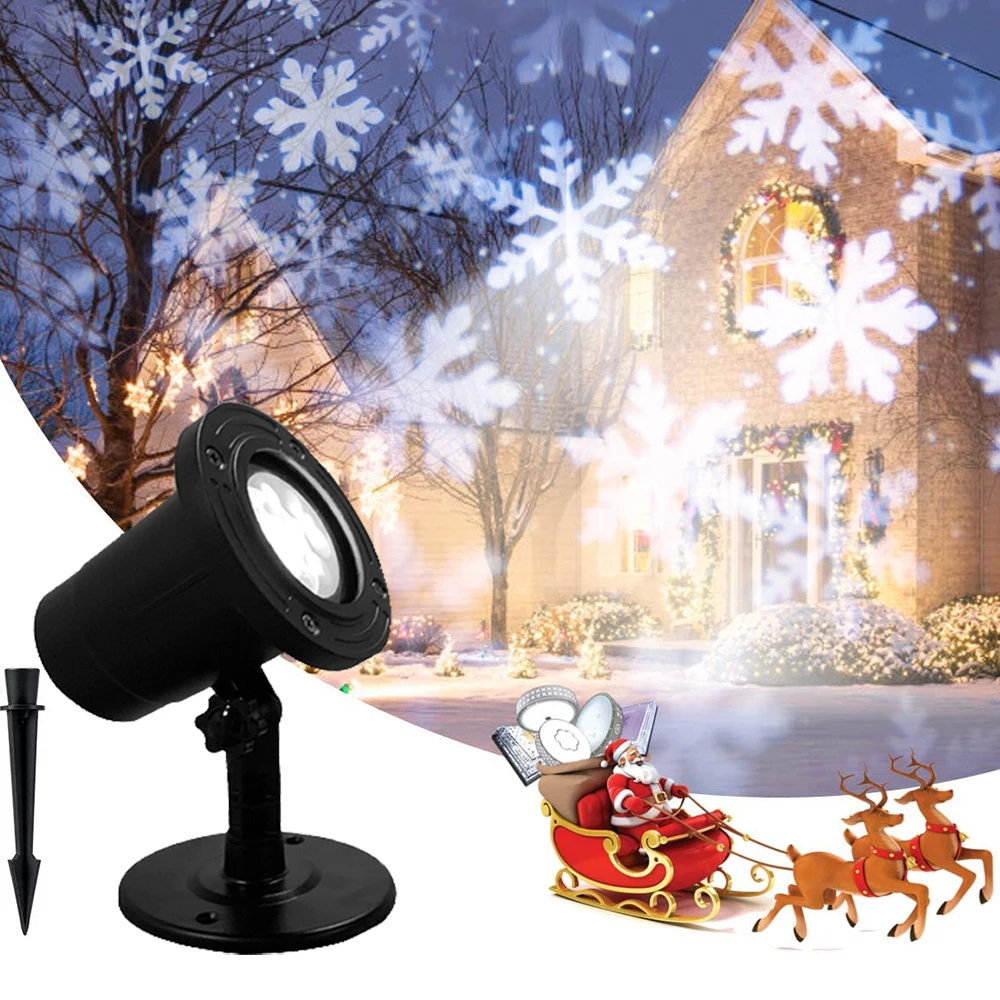 Božič Snežinka LED Projektor Luči Vrtenje Sneženja Projekcija z Daljinskim upravljalnikom na Prostem Krajine Dekorativne Razsvetljave