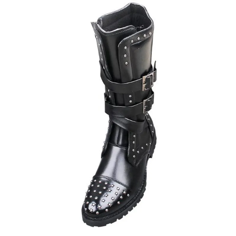 Vojska Škornji Moški Vojaški Škornji, Usnjeni Zimski Črni kavboj sneg Gothic Metal Punk Škornji Moški Čevlji Motocikel Martin čevlji