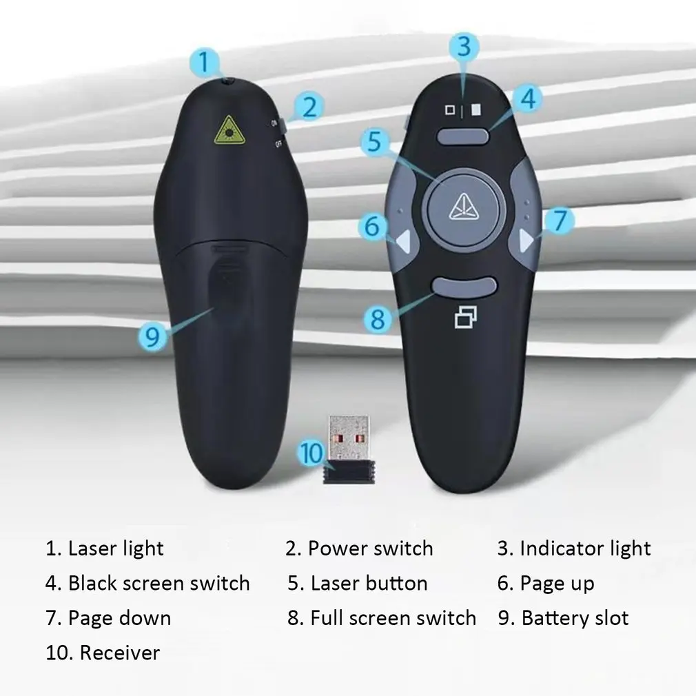 USB Wireless Presenter Powerpoint Stavec Predstavitev Daljinski upravljalnik Pero PPT z Rdečo Svetlobo Daljinskega upravljalnika pc miši
