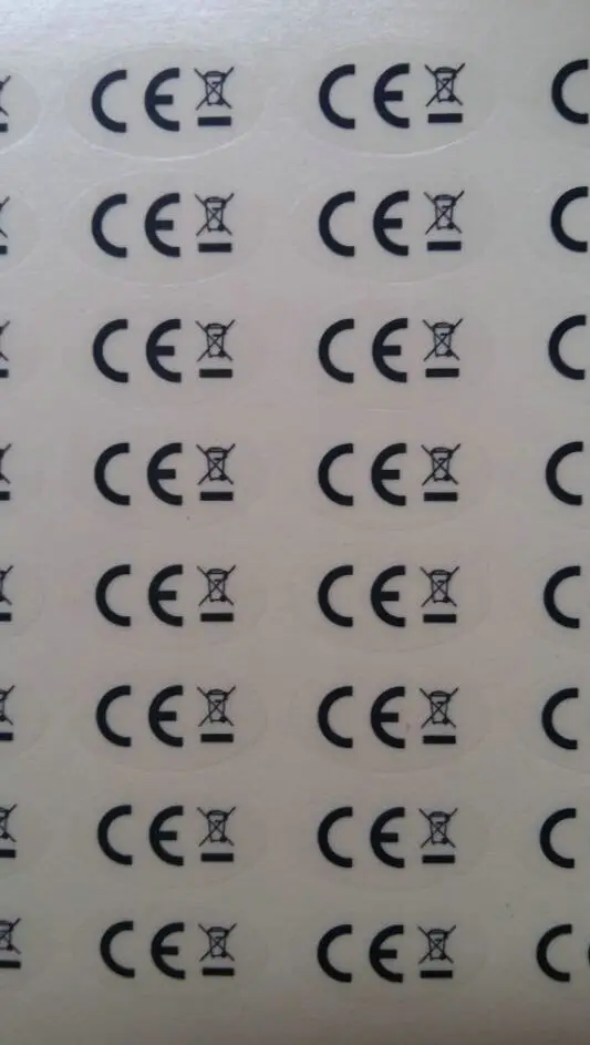 1000 KOS Evropske CE standard smeti oznako OEEO recikliranje simbol prozorno PVC nalepke za označevanje CE nalepke elipse
