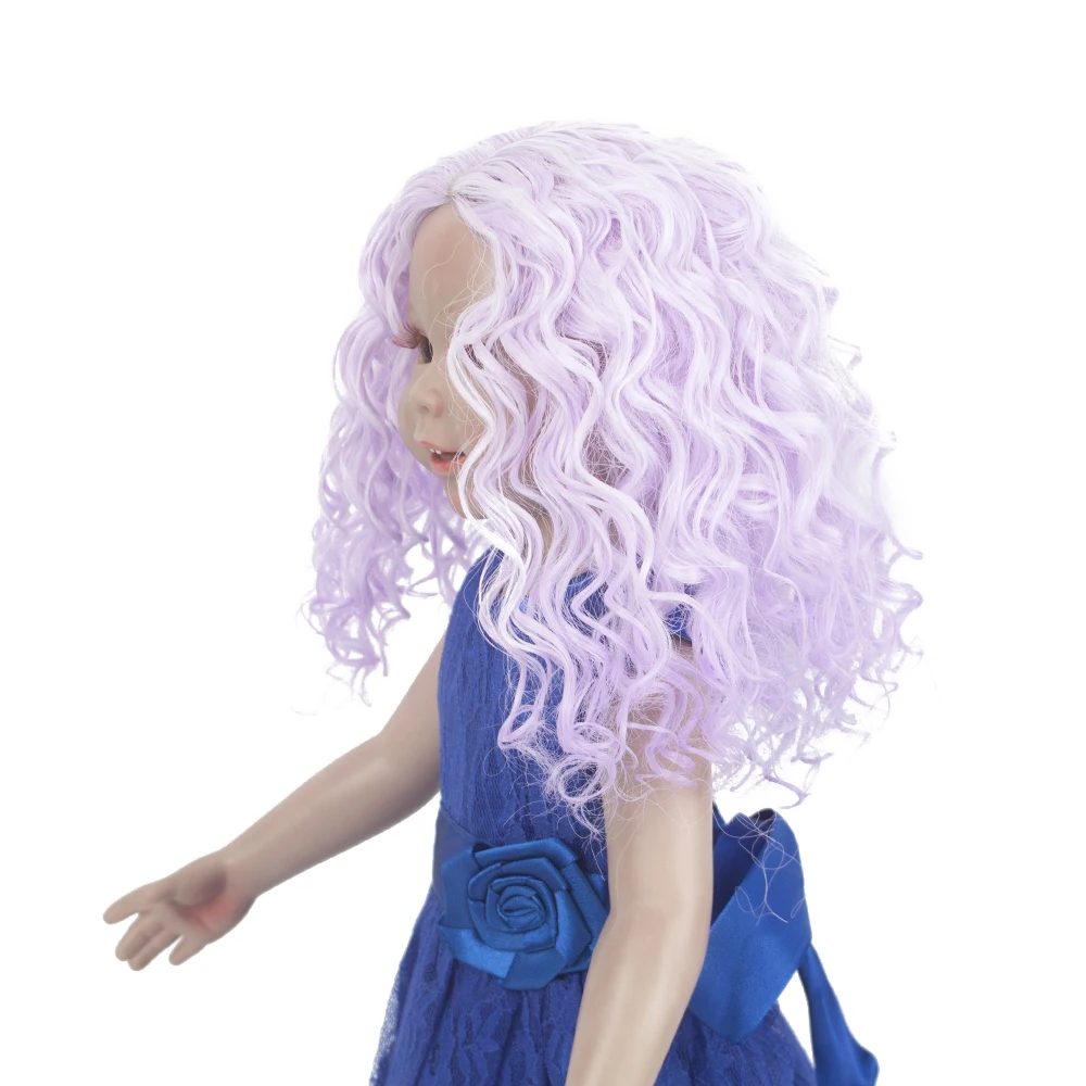 Ombre Bela Vijolična Barva Kratke Lase Lasuljo Hairpiece Pričeska za 18 inch Ameriške Lutke DIY Kar dodatno Opremo