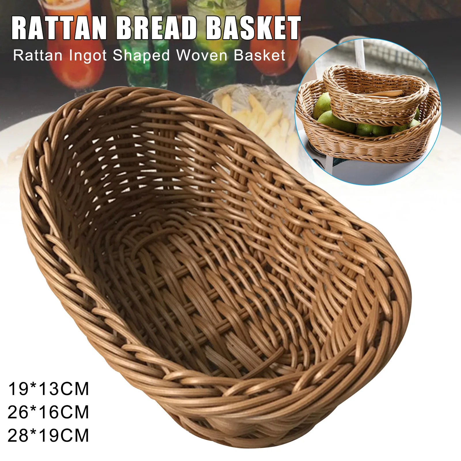 Ovalni Ukrivljen Rattan Pletene Tkanine, ki Služijo Košare za Kruh, Sadje, Zelenjava Restavracija, ki Služi Namizni Zaslon Košare H