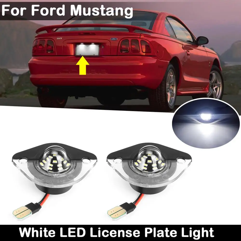 2Pcs Za Ford Mustang 1994-2004 Visoko Svetlost Bela LED Tablice Svetlobe Število Ploščo Lučka