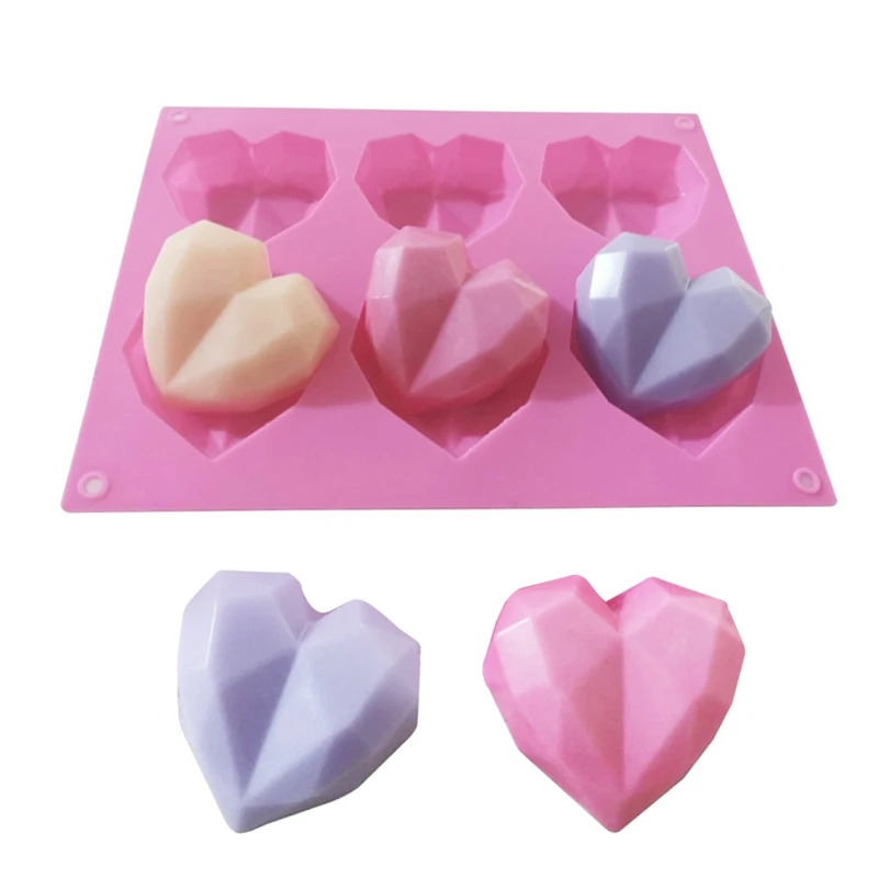 6-Votlini Diamond Ljubezen Srce-Oblikovane Silikonske Kalupe za Goba Sladice Čokoladni Mousse Sladica Bakeware Pecivo Plesni