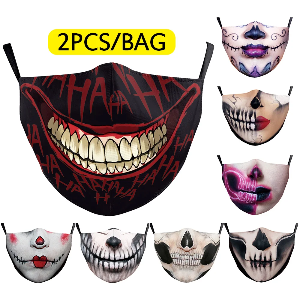 Hitra Dostava Stroj 2Pcs Nastavite Otroci Odrasle Maske Smešno Velika Usta Joker Klovn Natisnjeni Halloween Party oglje Masko Pokrov
