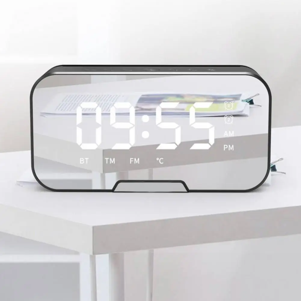 Budilka LED Ogledalo Bluetooth 5.0 Brezžični Alarm Digitalni Elektronski Namizne Ure Glasbeni Predvajalnik Z Radio Ure