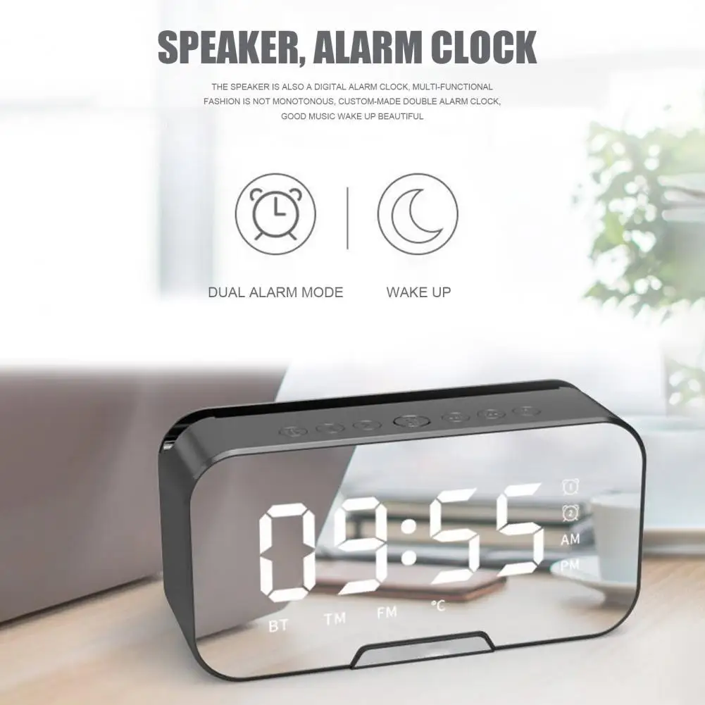 Budilka LED Ogledalo Bluetooth 5.0 Brezžični Alarm Digitalni Elektronski Namizne Ure Glasbeni Predvajalnik Z Radio Ure