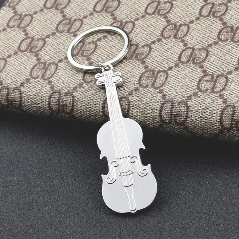 Moda Violino Kovinski Avto Ključnih Verige Stilom Glasbe Keychain Moški Ženske Obesek Ustvarjalno Darilo Nakit