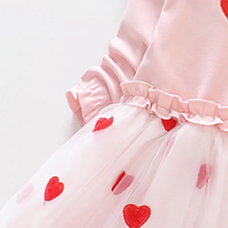 PatPat 2020 Nov Poletni Spring Baby Toddler Sladko Umetno-dva Srce Design Princesa Tutu Obleko Dolgi Rokav Obleke