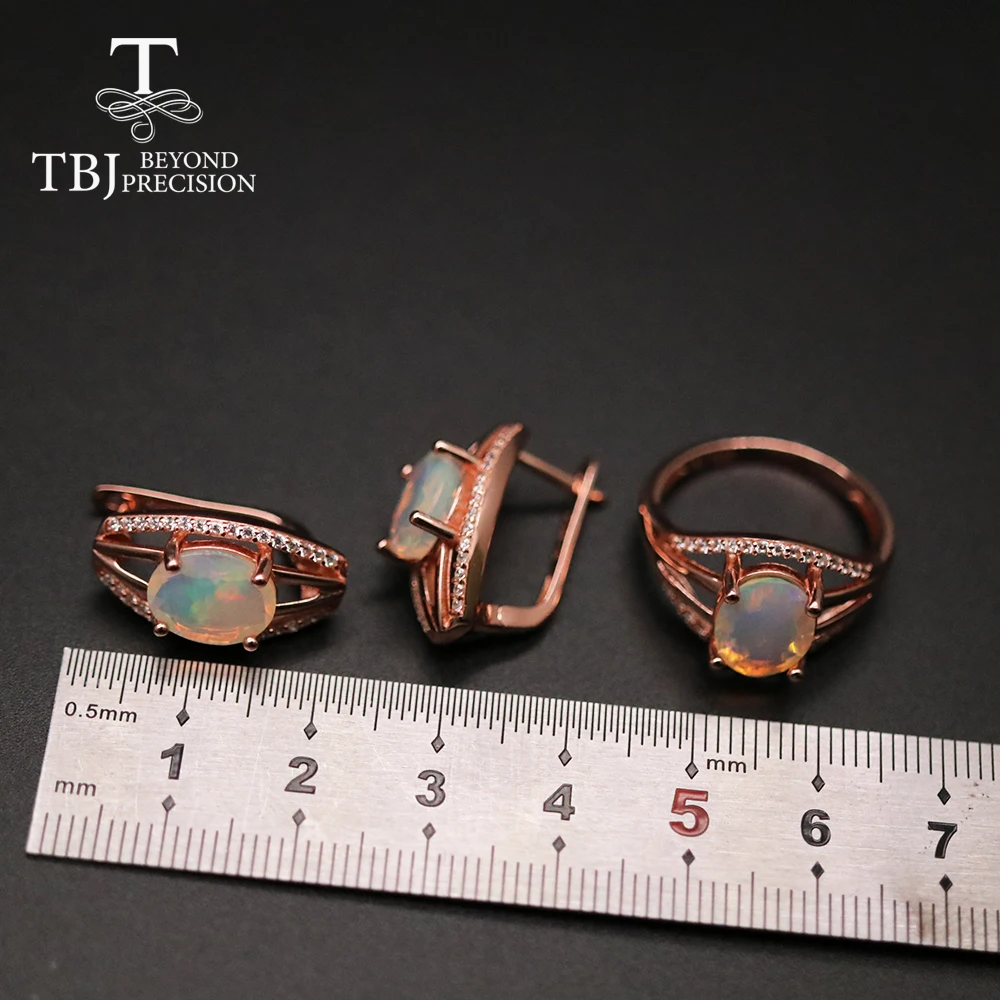 Naravni Opal nakit set prepogniti 8*10 7.5 ct zaponko uhan obroč 925 sterling srebro fine nakit za ženske, mama, žena darilo