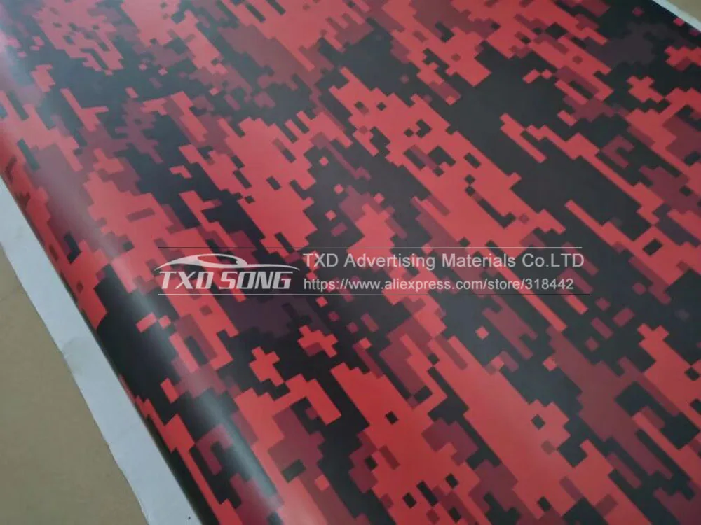 Črno Rdeča digitalni Camo Vinil Za Avto, Zavijanje Z Zrakom Rlease pixel camo Prikrivanje Avto Styling Zajema Velikost: 5m/10m/15m/20m/30 m
