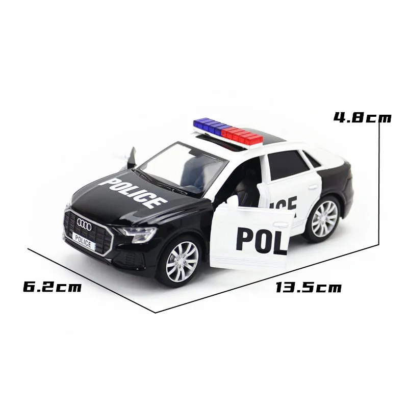 1:36 Obsega Audiju Q8 SUV Šport Policija JACKIEKIM Diecast Model Avtomobila Igrača Potegnite Nazaj Vrata Openable/Izobraževalne Zbirka Darilo Za Otroka