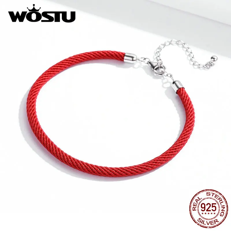 WOSTU 2020 Pravi 925 Sterling Silver Zapestnice Za Ženske Rdeča vrv Povezavo Zapestnice 7 Dan prihoda Iz Poljske