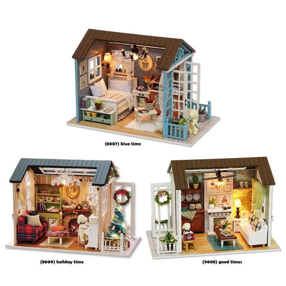 DIY Lesene Miniaturni Lutke Pohištvo za Otroke, Odrasle, Mini Leseno Gradnjo Kompleti Igrače Gradnje Model Zabavno Stavbe Igrače